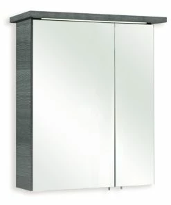 Spiegelschrank - Graphit Struktur - 60 Cm