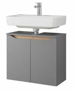 Waschbeckenunterschrank - Quarzgrau-Eiche - 60 Cm