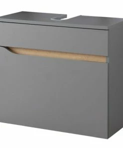 Waschbeckenunterschrank - Quarzgrau - Eiche - Mit Auszug