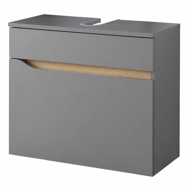 Waschbeckenunterschrank - Quarzgrau - Eiche - Mit Auszug 3 Waschbeckenunterschrank - Quarzgrau - Eiche - Mit Auszug