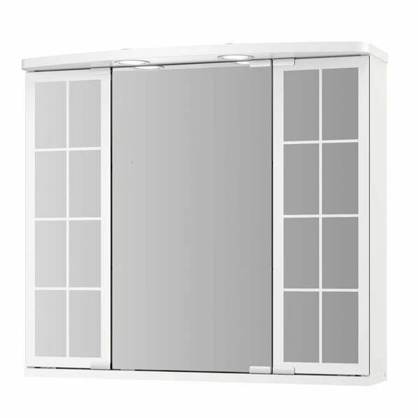 Spiegelschrank - Weiß - 2 LED-Spots - 67 Cm Breit 3 Spiegelschrank - Weiß - 2 LED-Spots - 67 Cm Breit