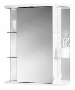 Spiegelschrank - Weiß Hochglanz - Kristallglas - 55 Cm Breit