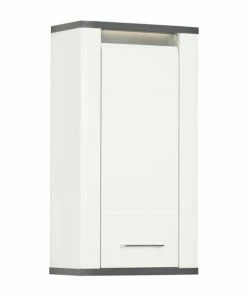 Luca Bessoni Hängeschrank ALASSIO - Weiß Hochglanz - Matera Dunkel - 80 Cm Hoch