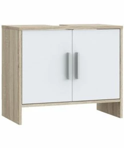 Waschbeckenunterschrank - Sonoma Eiche-weiß - 65 Cm