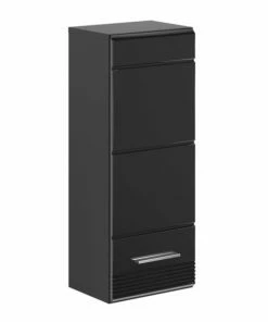 Hängeschrank LINUS - Schwarz-schwarz Hochglanz - 31 Cm