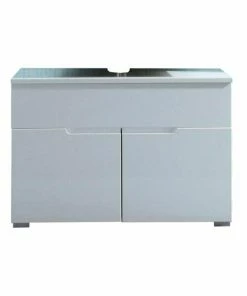 Waschbeckenunterschrank - Weiß Hochglanz - 80 Cm Breit