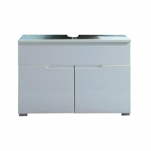 Waschbeckenunterschrank - Weiß Hochglanz - 80 Cm Breit 3 Waschbeckenunterschrank - Weiß Hochglanz - 80 Cm Breit