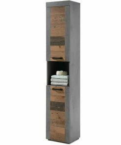 Hochschrank - Old Wood Vintage Betonoptik - 36 Cm Breit