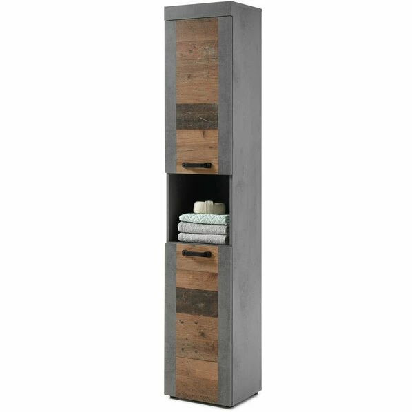 Hochschrank - Old Wood Vintage Betonoptik - 36 Cm Breit 3 Hochschrank - Old Wood Vintage Betonoptik - 36 Cm Breit