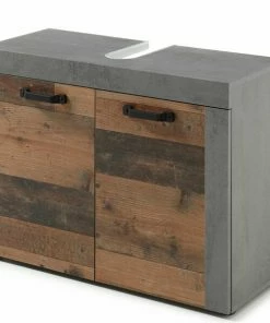 Waschbeckenunterschrank - Old Wood Vintage Betonoptik - 80 Cm Breit