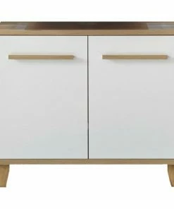 Waschbeckenunterschrank - Weiß - Riviera Eiche - 80 Cm Breit