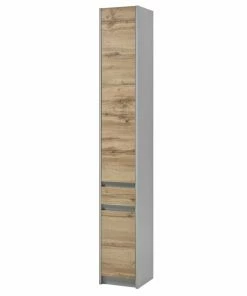 Hochschrank - Wildeiche - Grau - 190 Cm Hoch