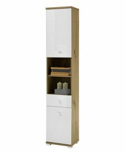 Hochschrank - Weiß - Artisan Eiche - 190 Cm Hoch