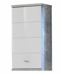 Hängeschrank - Weiß - Betonoptik - 38 Cm Breit