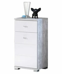 Unterschrank - Weiß - Betonoptik - 38 Cm Breit