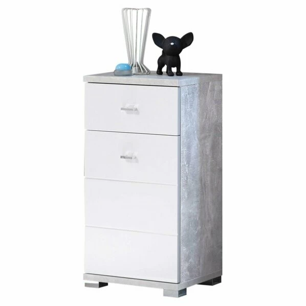 Unterschrank - Weiß - Betonoptik - 38 Cm Breit 3 Unterschrank - Weiß - Betonoptik - 38 Cm Breit