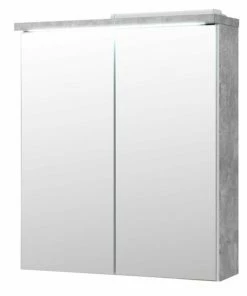 Spiegelschrank - Grau - Betonoptik - Mit LED-Beleuchtung