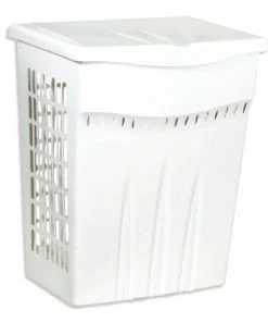 Wäschebox - Weiß - Klappdeckel - 60 Liter