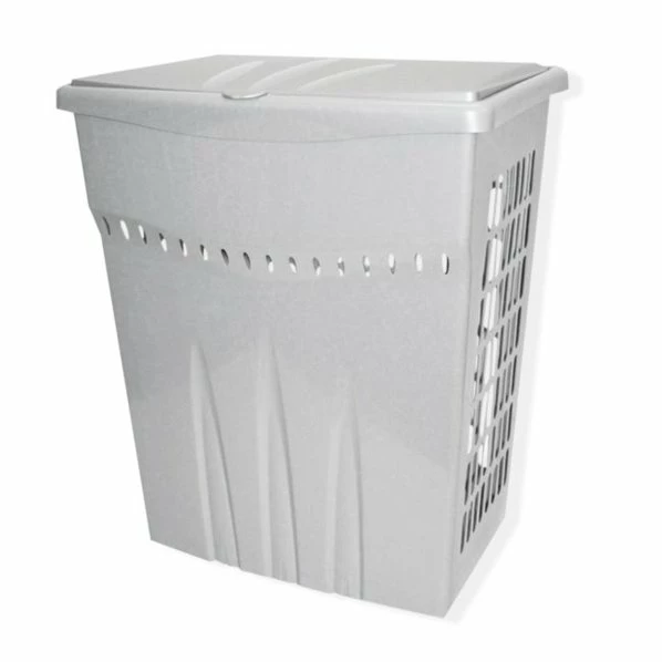 Wäschebox - Silber - Klappdeckel - 60 Liter 3 Wäschebox - Silber - Klappdeckel - 60 Liter