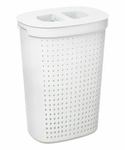 Wäschebox - Weiß - Kunststoff - Mit Deckel