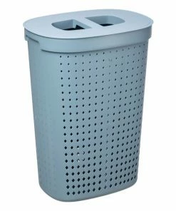 Wäschebox - Faded Denim - Kunststoff - Mit Deckel