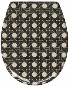 WC-Sitz - Schwarz-taupe - Geometrisches Muster