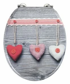 WENKO WC-Sitz BAVARIAN HEARTS - Grau-rot