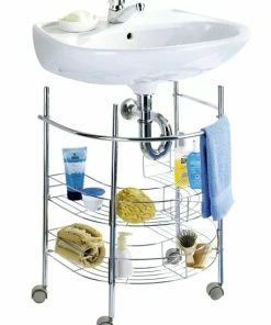 WENKO Waschbecken-Regal - Chrom - Auf Rollen