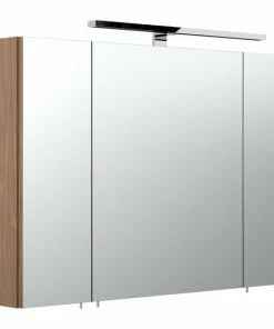 Spiegelschrank MULTI-USE - Walnuss - LED-Beleuchtung - 3-türig