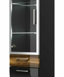 Hänge-Hochschrank RIMA - Anthrazit-Walnuss - Glastür