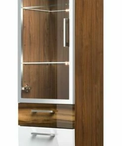 Hänge-Hochschrank RIMA - Walnuss-weiß - Glastür