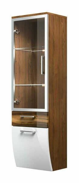 Hänge-Hochschrank RIMA - Walnuss-weiß - Glastür 3 Hänge-Hochschrank RIMA - Walnuss-weiß - Glastür