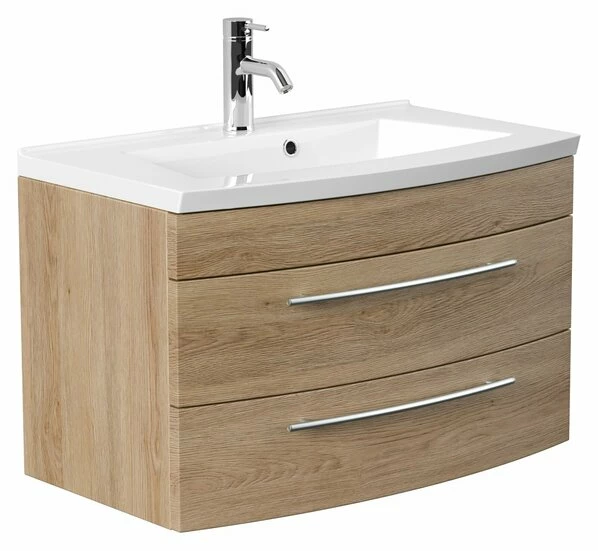 Waschtisch RIMA - Eiche Hell - Mit Waschbecken - 82 Cm 3 Waschtisch RIMA - Eiche Hell - Mit Waschbecken - 82 Cm