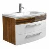 Waschtisch RIMA - Walnuss-weiß - Mit Waschbecken - 82 Cm -Wenko Verkaufsgeschäft 9003359400 1600Wx1600H 598Wx598H