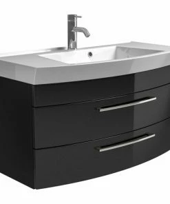 Waschtisch RIMA - Anthrazit - Mit Waschbecken - 100 Cm