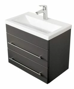 Waschtisch PORTUS SLIMLINE - Anthrazit - Mit Keramikbecken