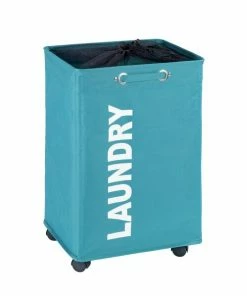 WENKO Wäschesammler QUADRO - Petrol - 79 Liter