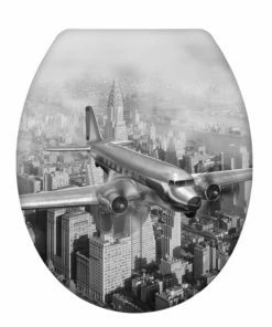 WENKO WC-Sitz OLD-TIME PLANE - Mit Absenkautomatik