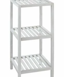 WENKO Badregal NORWAY - Weiß - Walnuss Massiv - 3 Böden