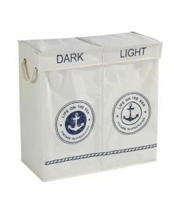 WENKO Wäschekorb DUO SYLT - Beige-blau