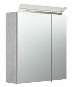 LED-Spiegelschrank - Beton-Optik - 60 Cm