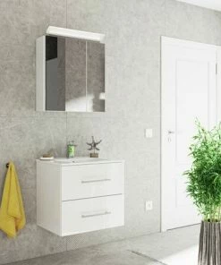 4-teiliges Badmöbel-Set - Weiß Hochglanz