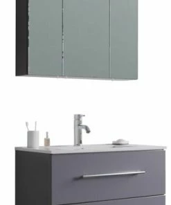 4-teiliges Badmöbel-Set - Anthrazit Seidenglanz - 70cm