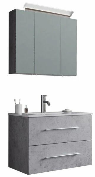 4-teiliges Badmöbel-Set - Beton - 70 Cm 3 4-teiliges Badmöbel-Set - Beton - 70 Cm