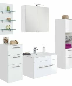 5-teiliges Badmöbel-Set VIVA - Weiß Hochglanz