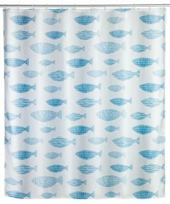 WENKO Duschvorhang AQUAMARIN - Weiß-blau - Waschbar - 200x180 Cm