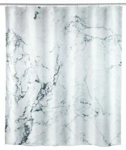 WENKO Duschvorhang ONYX - Weiß Marmoriert - 180x200 Cm