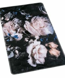 WENKO Wanneneinlage PEONY - Schwarz-pastell - 40x70 Cm