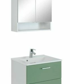 2-teiliges Badmöbel-Set RIGA - Grün - Mit Waschbecken - 60 Cm