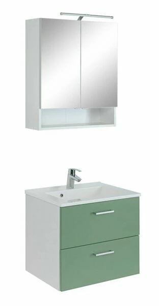 2-teiliges Badmöbel-Set RIGA - Grün - Mit Waschbecken - 60 Cm 3 2-teiliges Badmöbel-Set RIGA - Grün - Mit Waschbecken - 60 Cm